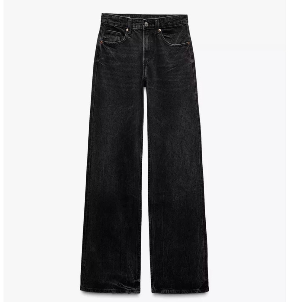 Zara Black Wide-Leg Flare Jeans